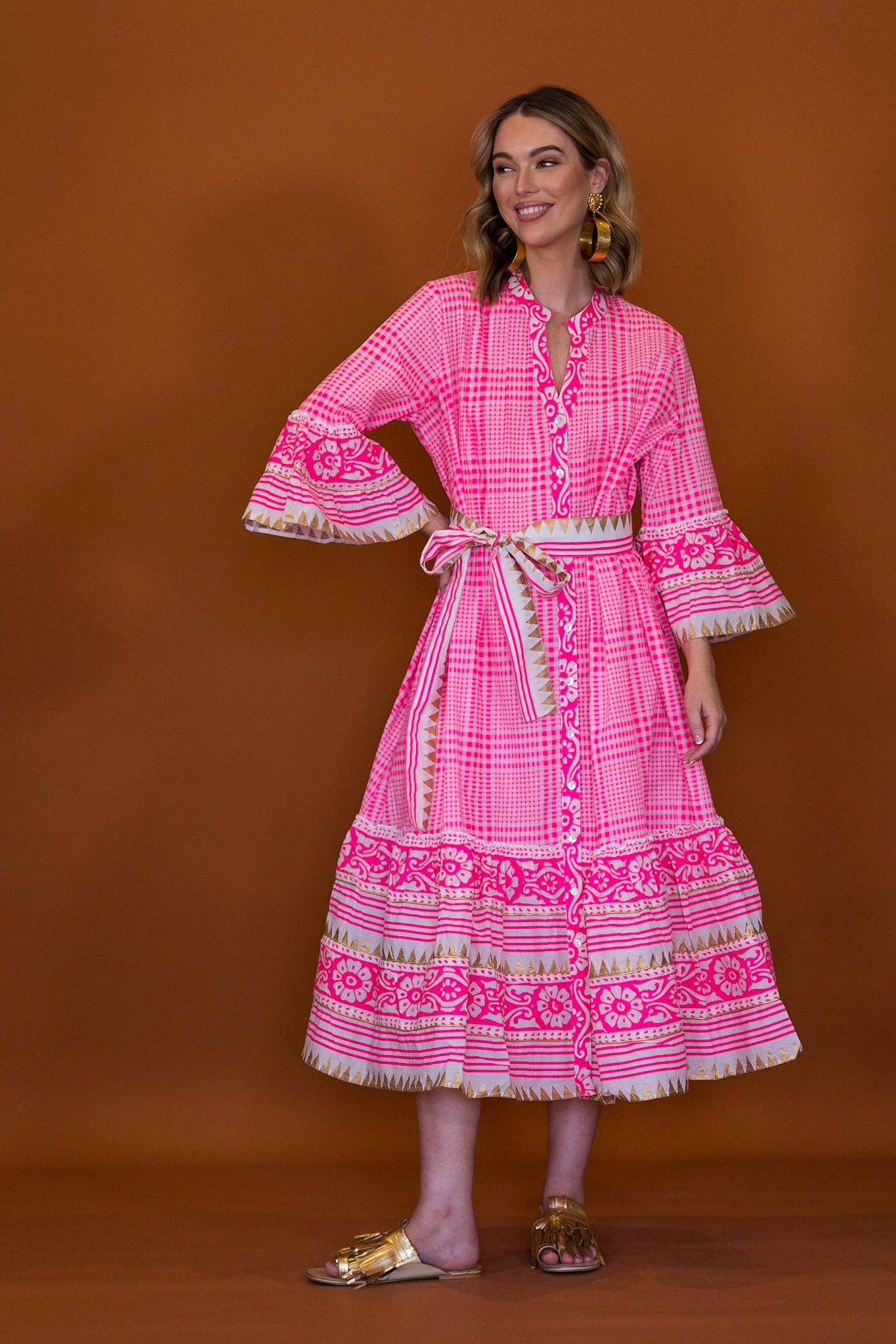 Anannasa Lola Pink Midi Dress