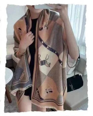 Thames Tan Patterned Shawl Wrap