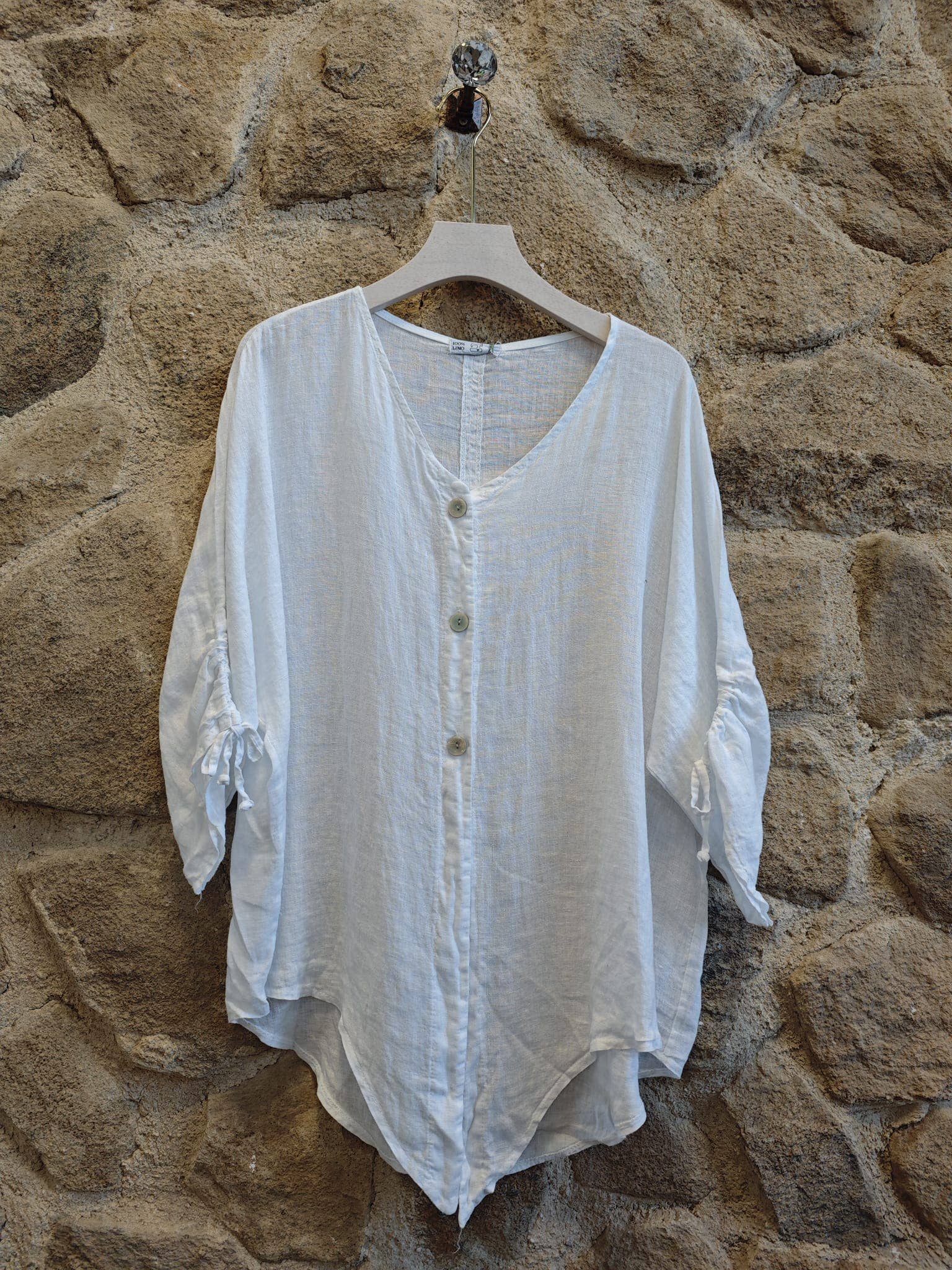 European Linen Button Up Blouse 83741