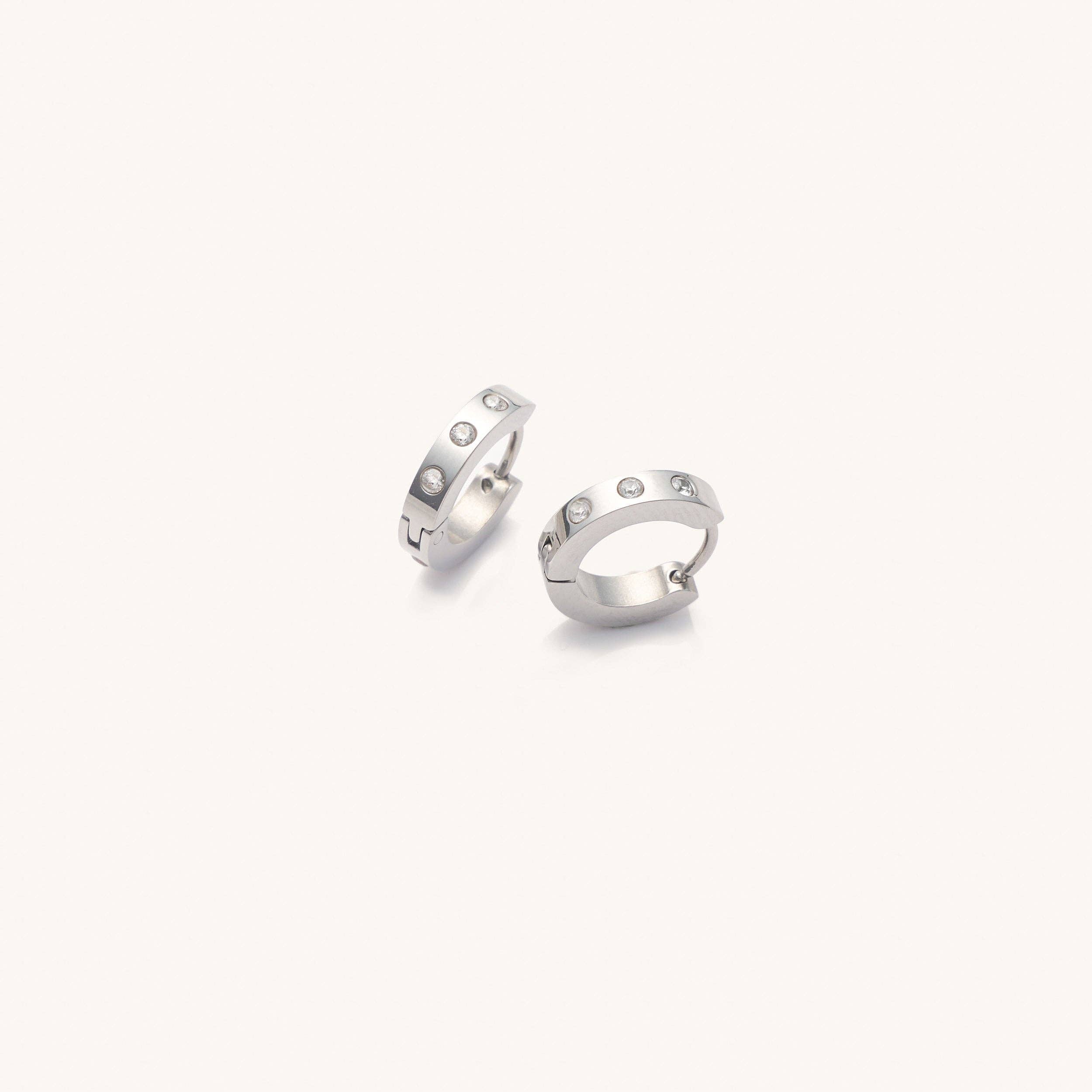 Nikki Smith Mini Corinne Silver Huggies