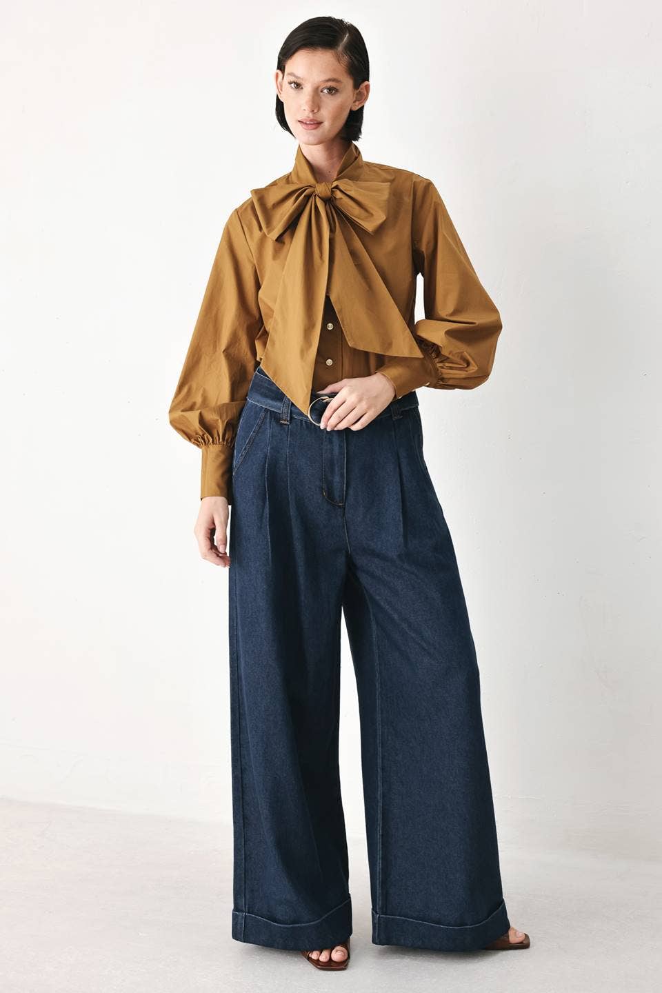 Flying Tomato Solid Woven Bow Top FT2144