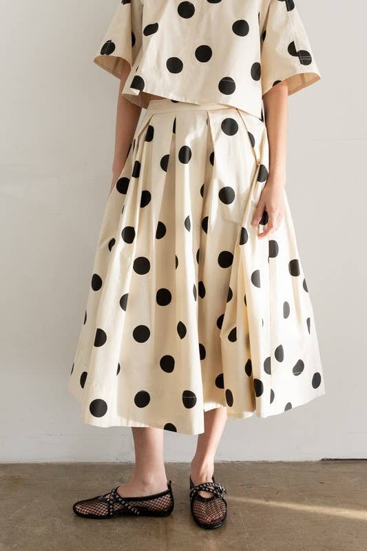 Heyson Polka Dot Pleated Midi Skirt JOS1021