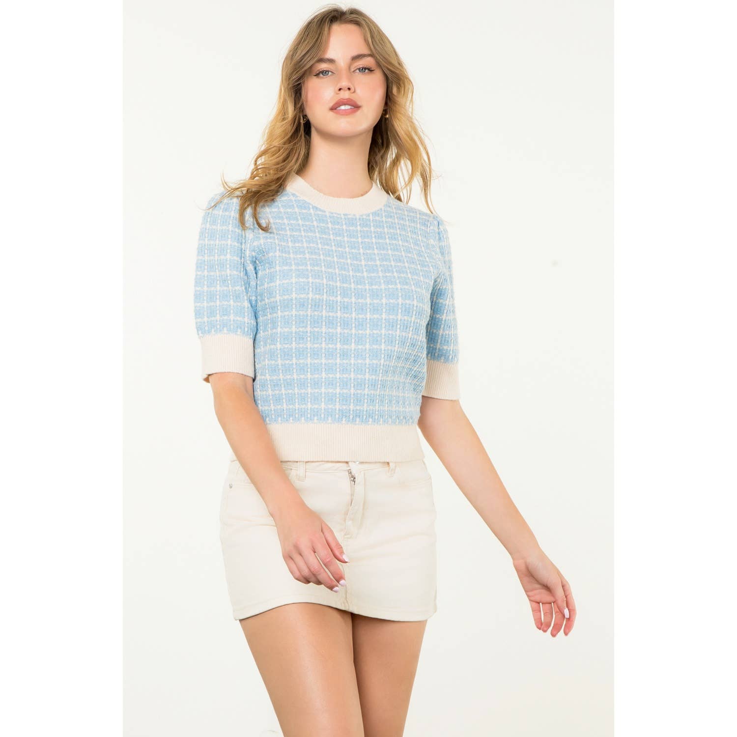 THML Puff Sleeve Knit Top