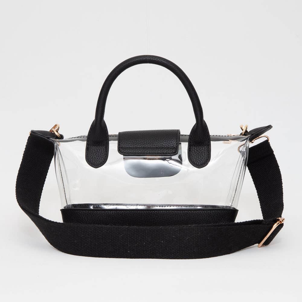 Catherine's Game Day Faux Leather Compact Transparent Top Handle Crossbody Bag