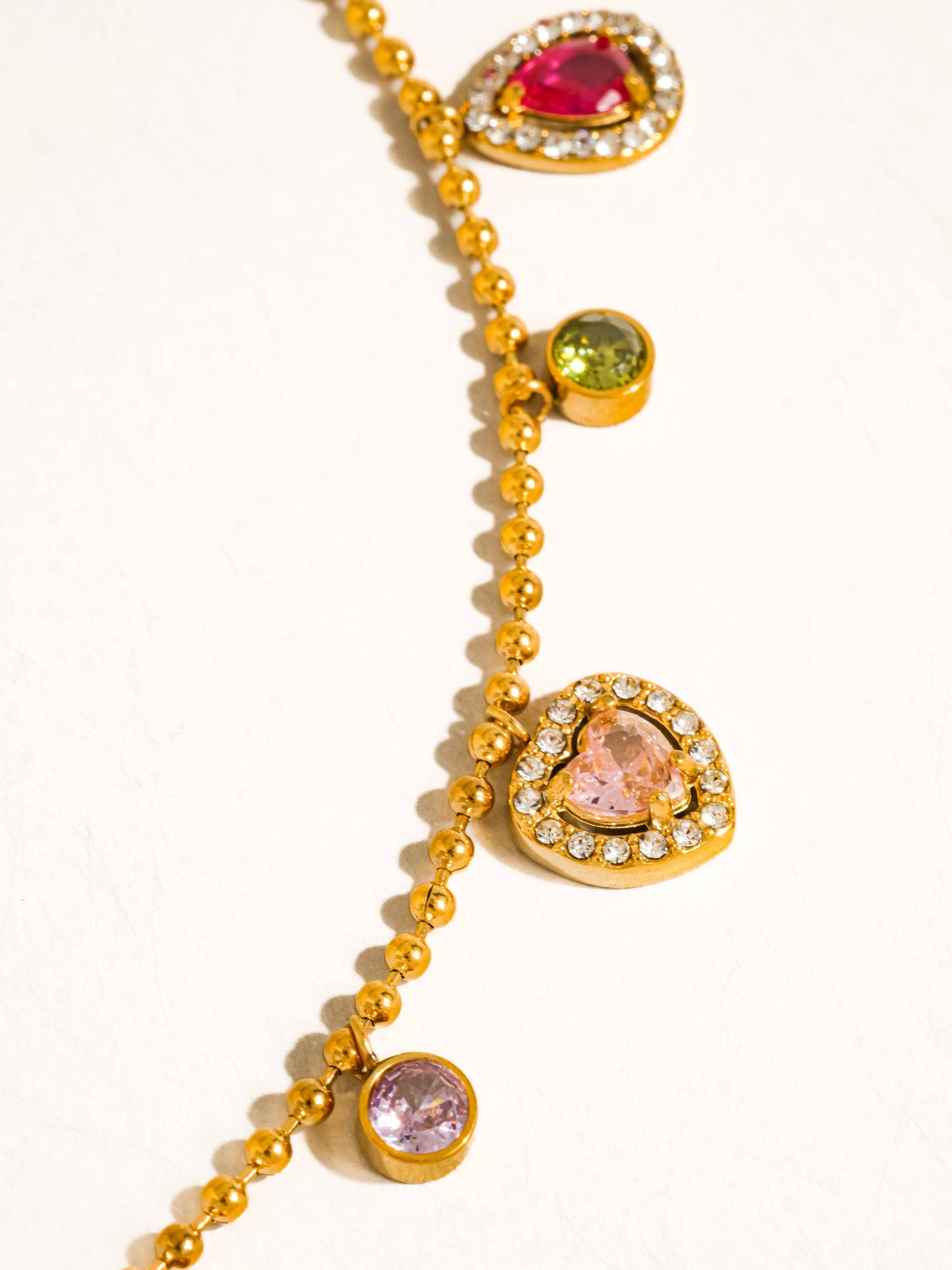 Flânerie Daiselle 18K Gold Non-Tarnish Colorful CZ Charm Necklace