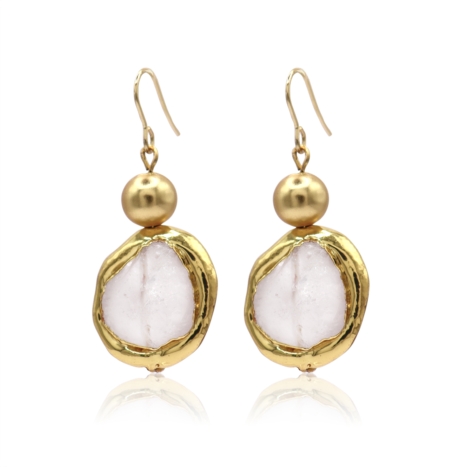 Karine Sultan Quartz Stone and Gold Bead Drop Earrings E76573.11