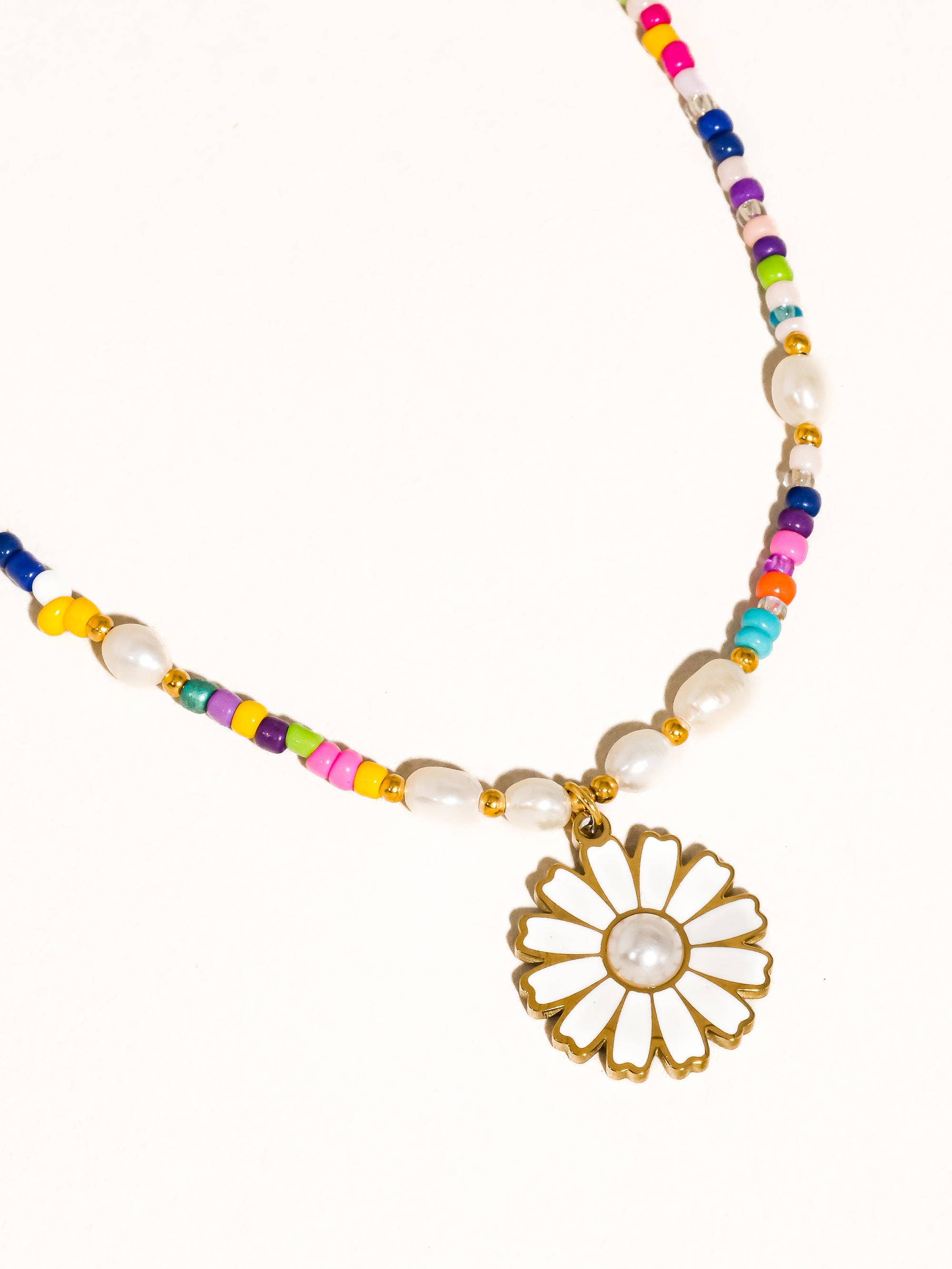 Flanerie Mireau 18K Gold Non-Tarnish Boho Daisy Beaded Necklace