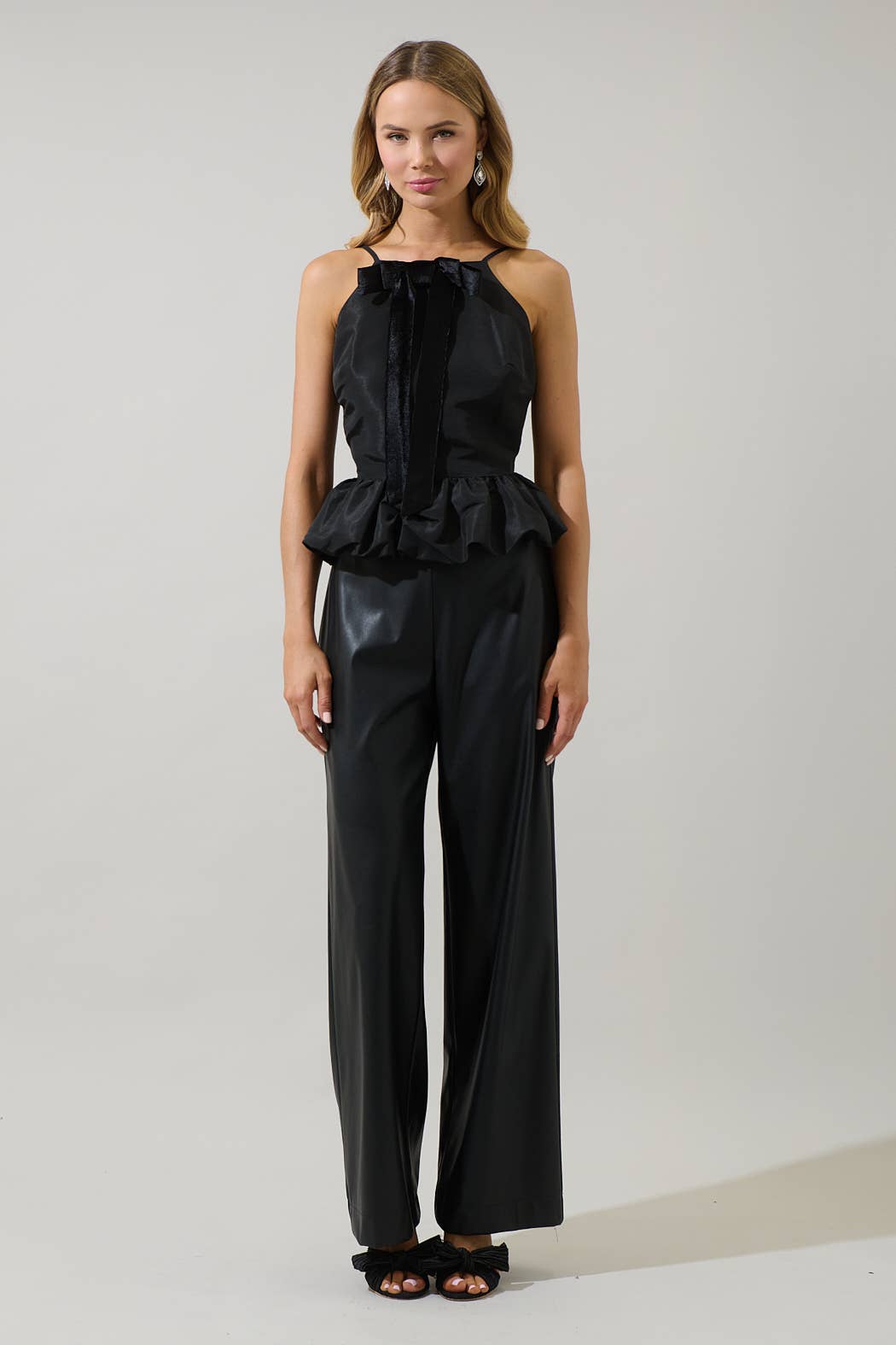 Sugarlips Finda Velvet Bow Peplum Top