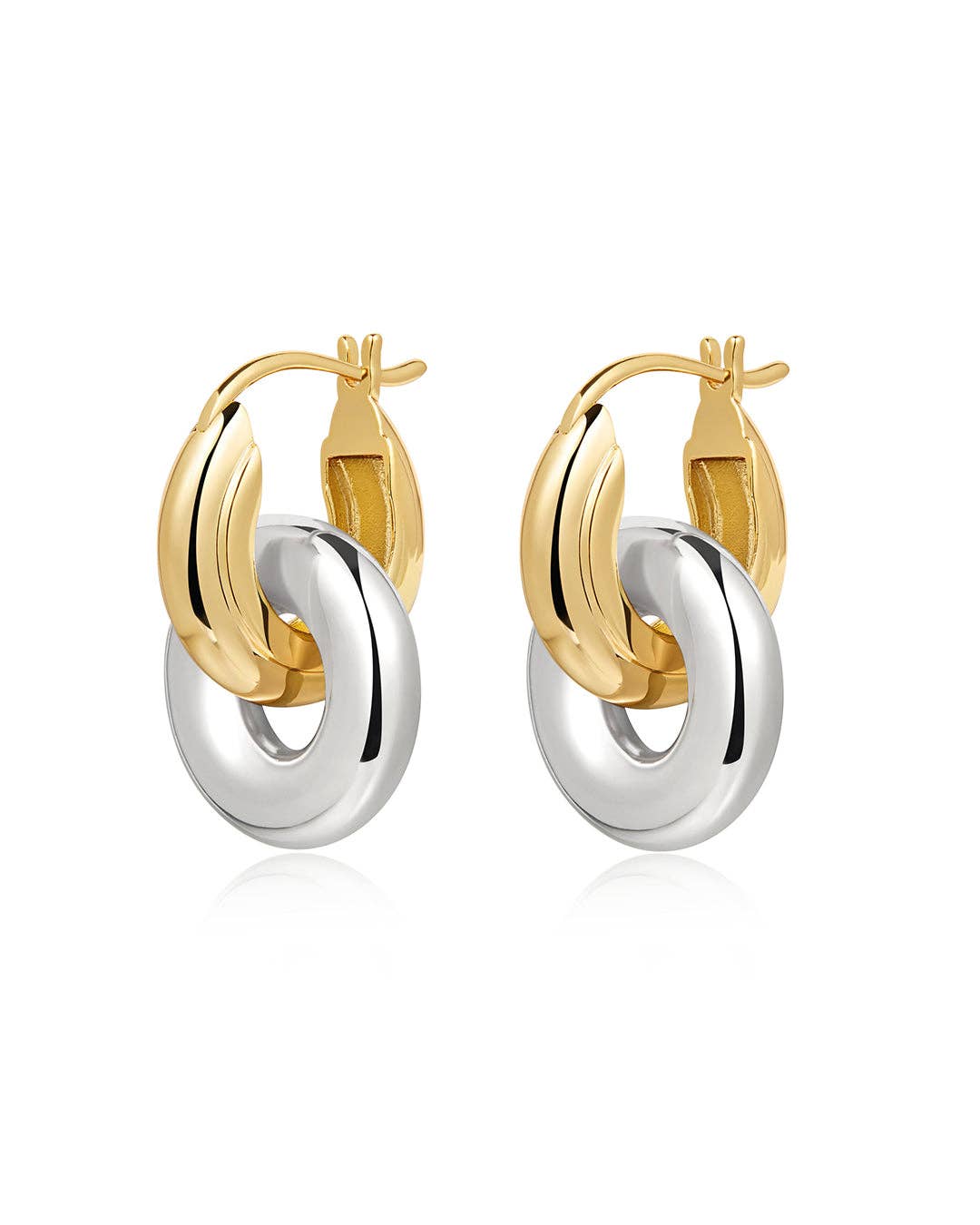 Luv AJ Two-Tone Interlock Hoops