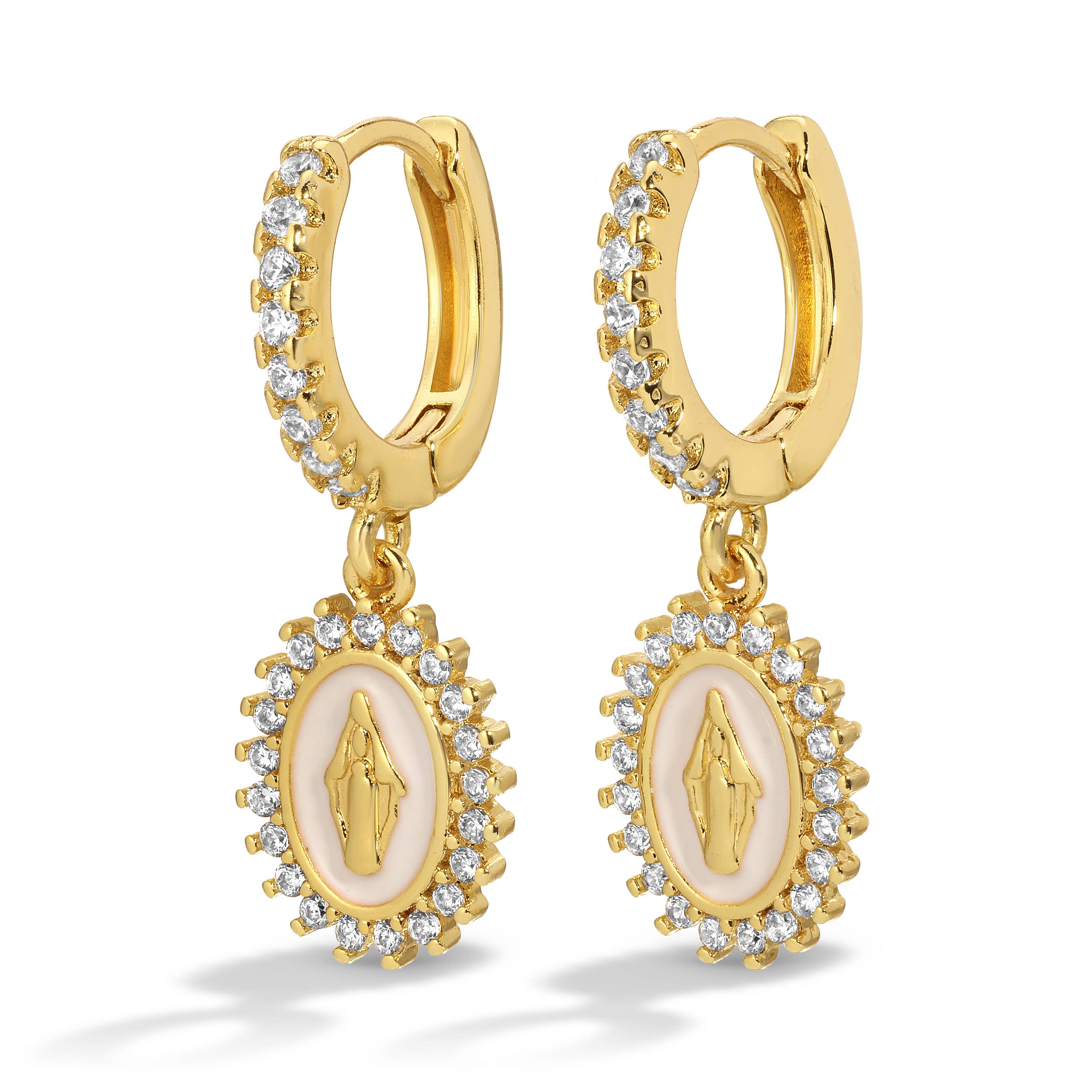 Joy Dravecky Lady Lourdes Huggie in White