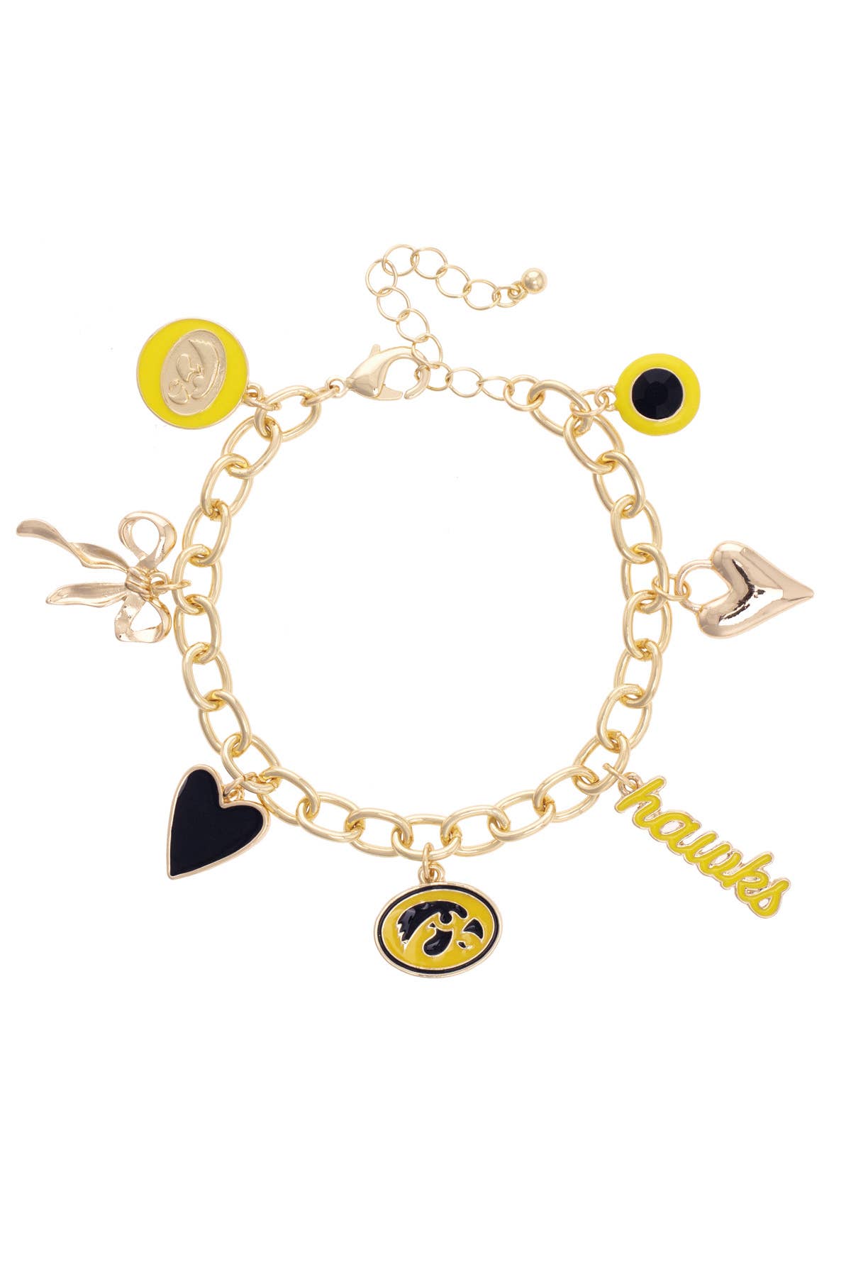 Catherine's Game Day Iowa Hawkeyes Enamel Icons Charm Bracelet in Shiny Gold