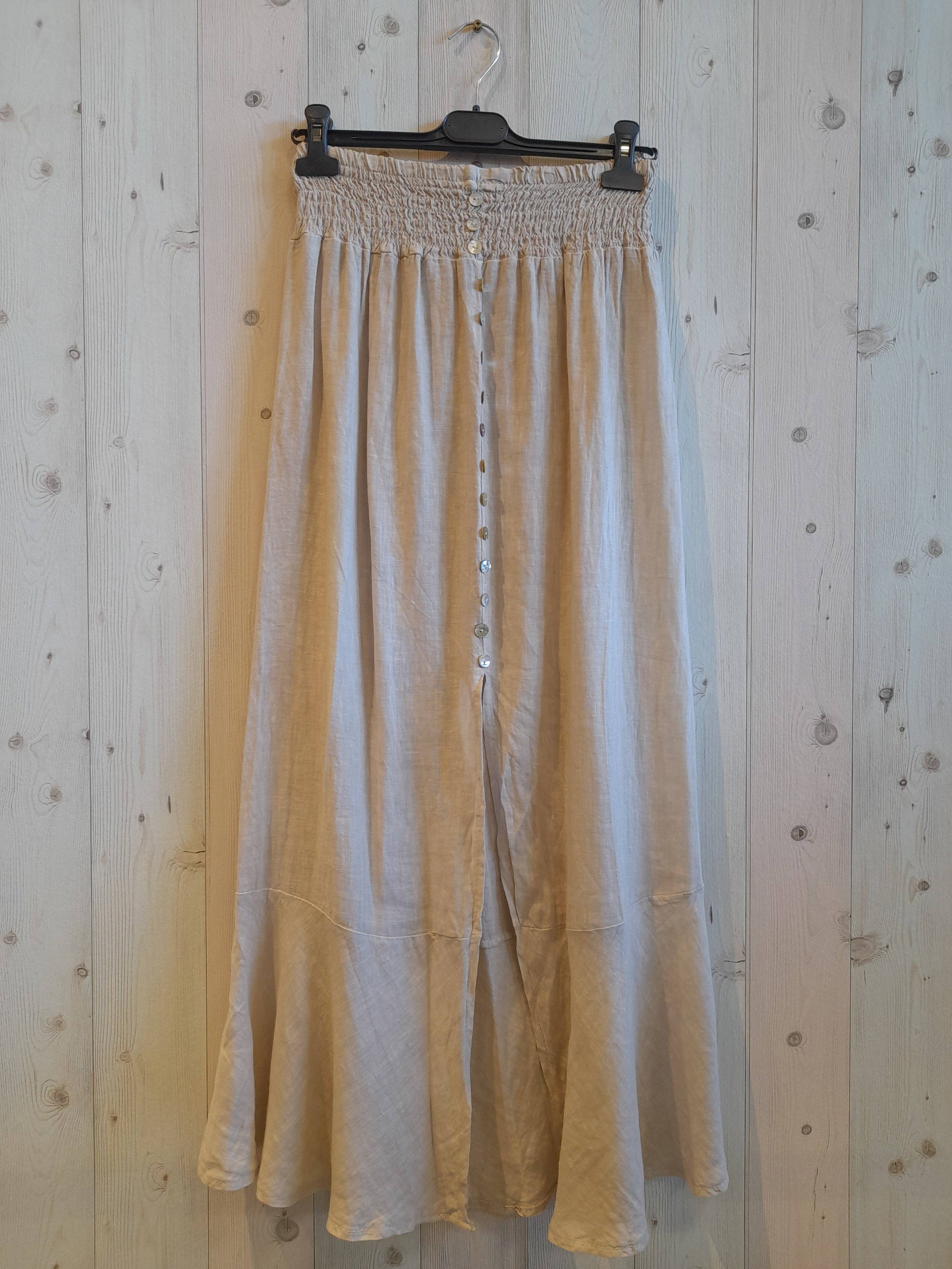 European Linen Collection Button Front Skirt 9565