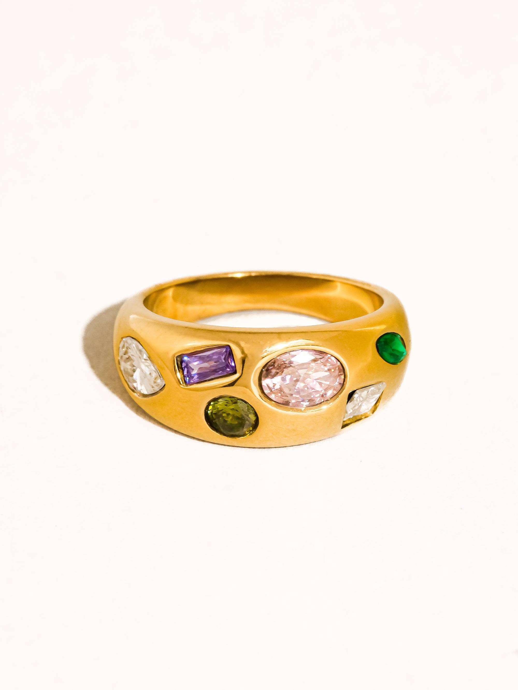 Flânerie Orlume 18K Gold Non-Tarnish Colorful CZ Dome Ring