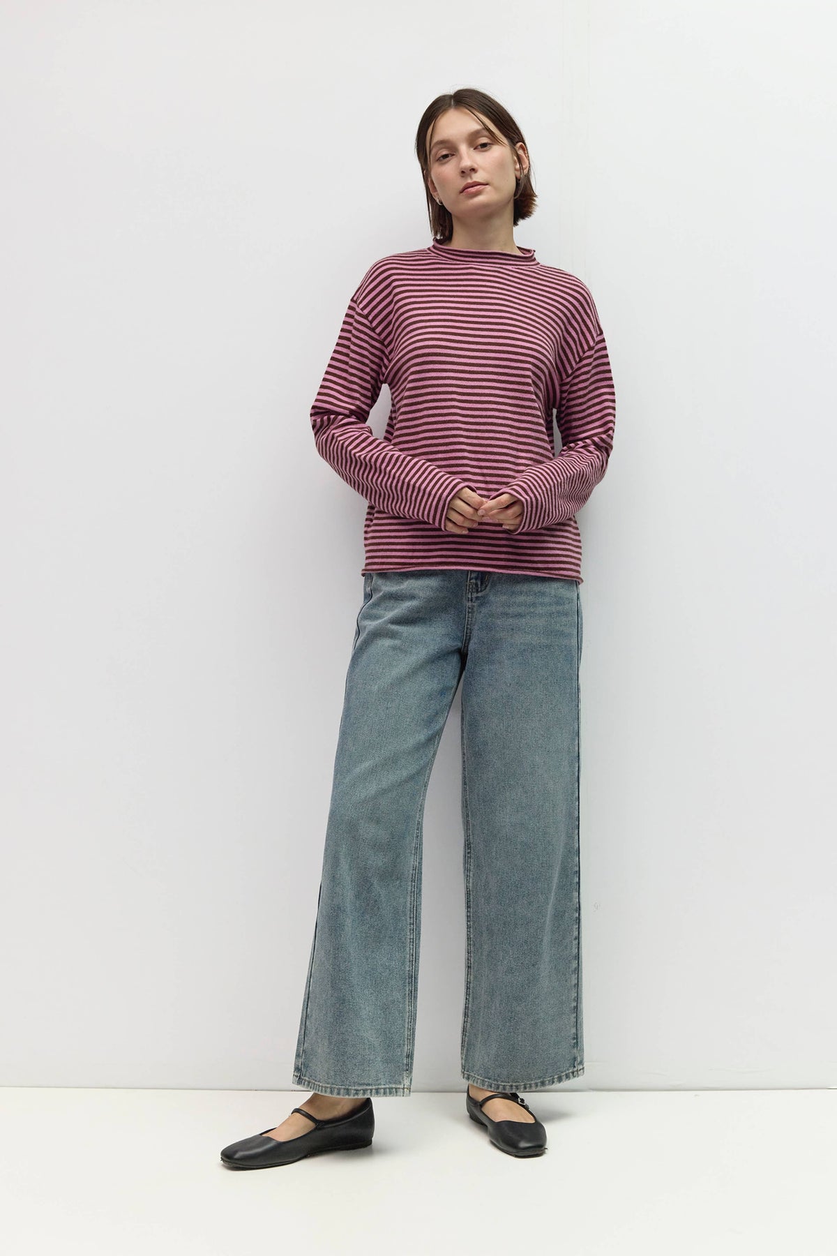 All Row The Cierra Sweater | Striped Mockneck Sweater