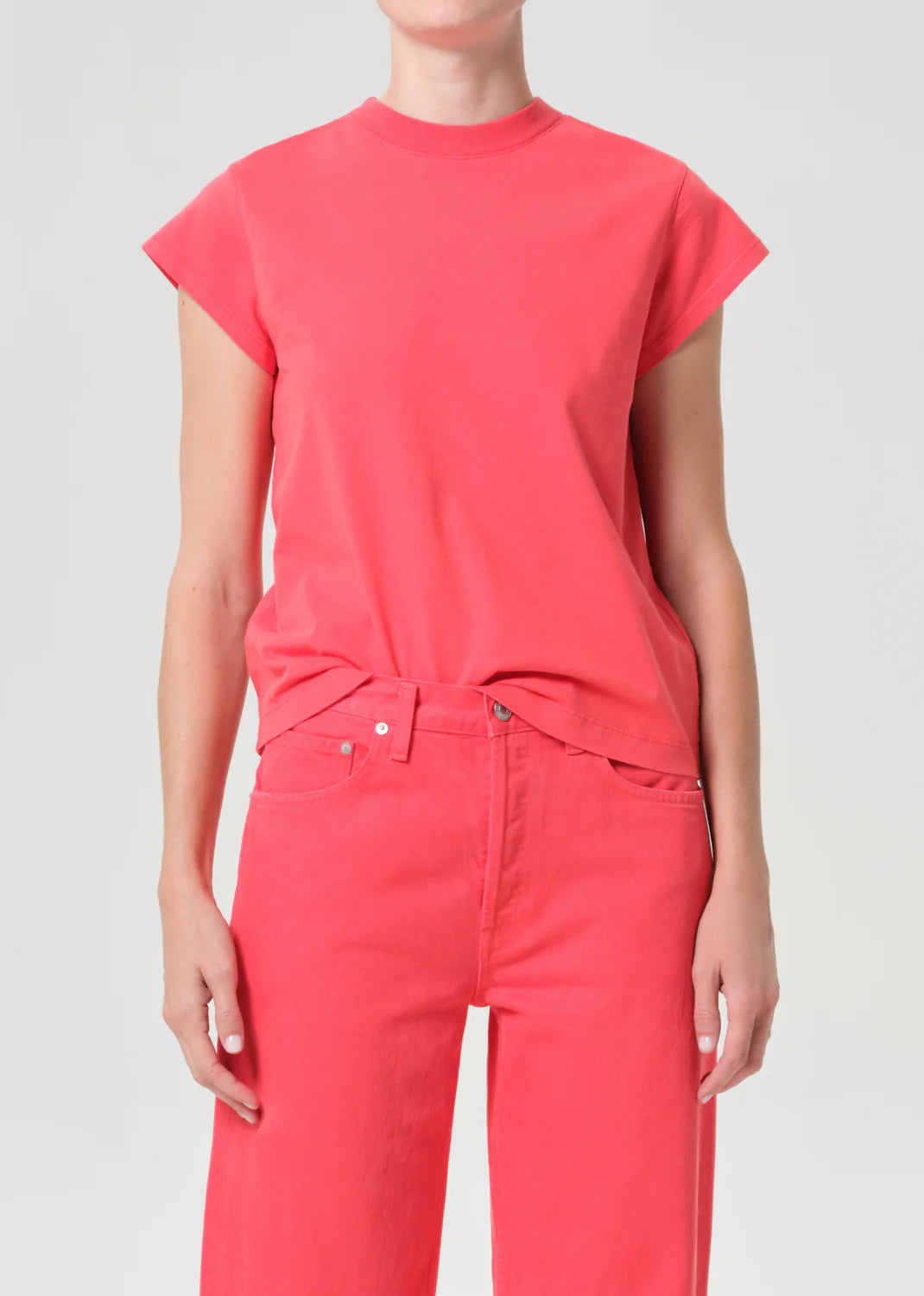 AGolde Bryce Cap Sleeve Tee Bone A7425-1521