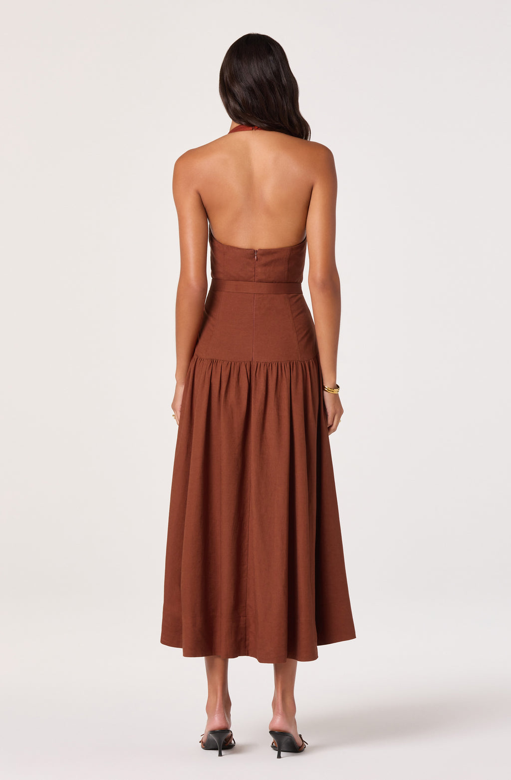 ASTR Katinka Belted Halter Midi Dress