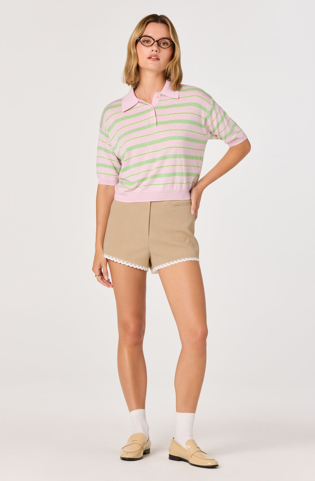 ASTR Scottie Striped Knit Polo Sweater