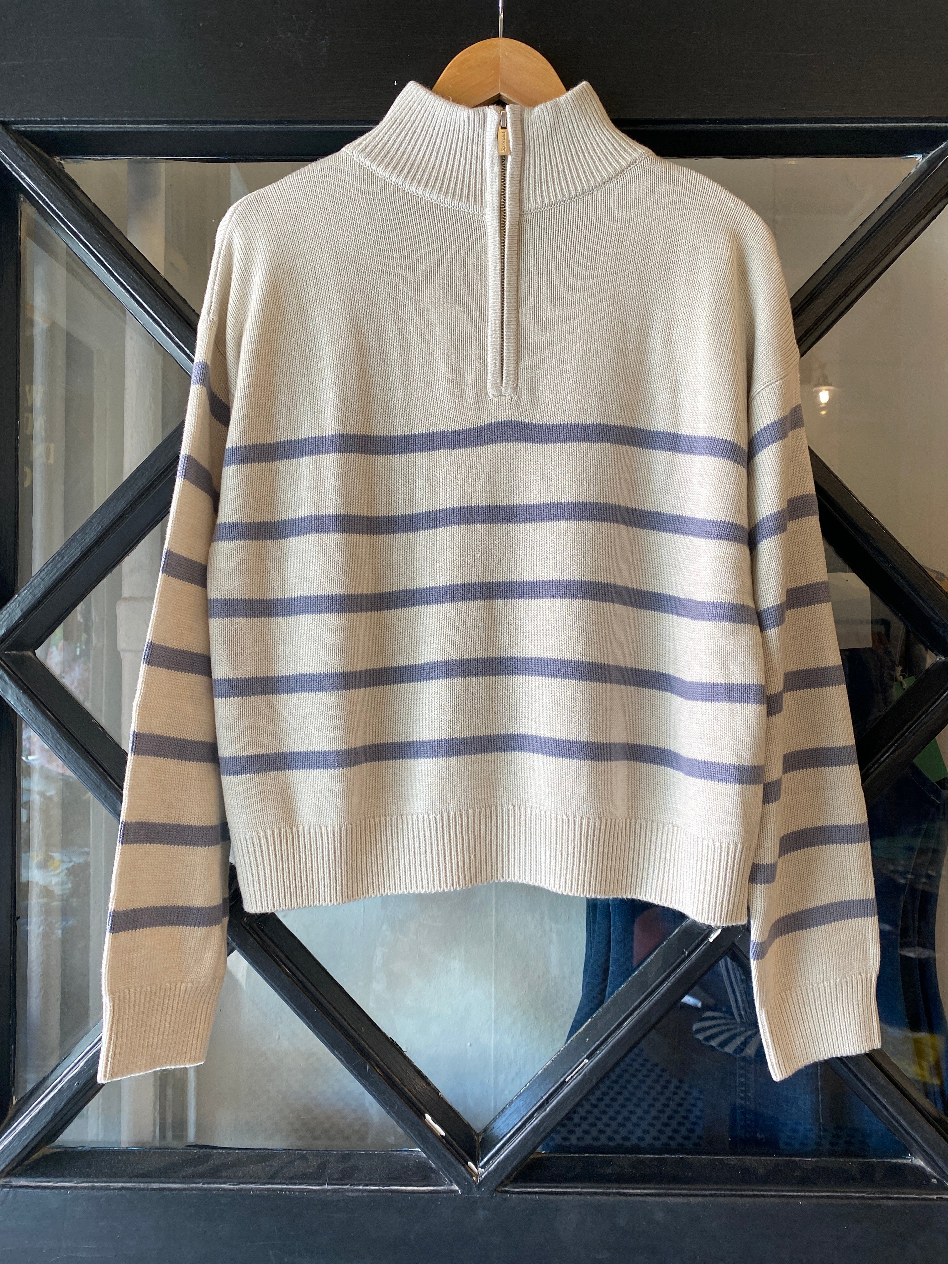 Splendid Georgie Stripe Quarter Zip Sweater RF5S300