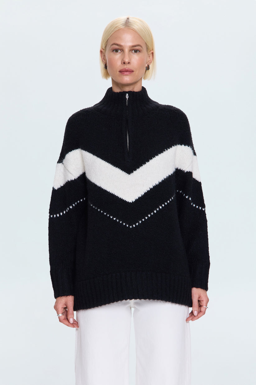 Pistola Arden Chevron Colorblock Sweater - Black Vanilla Ice