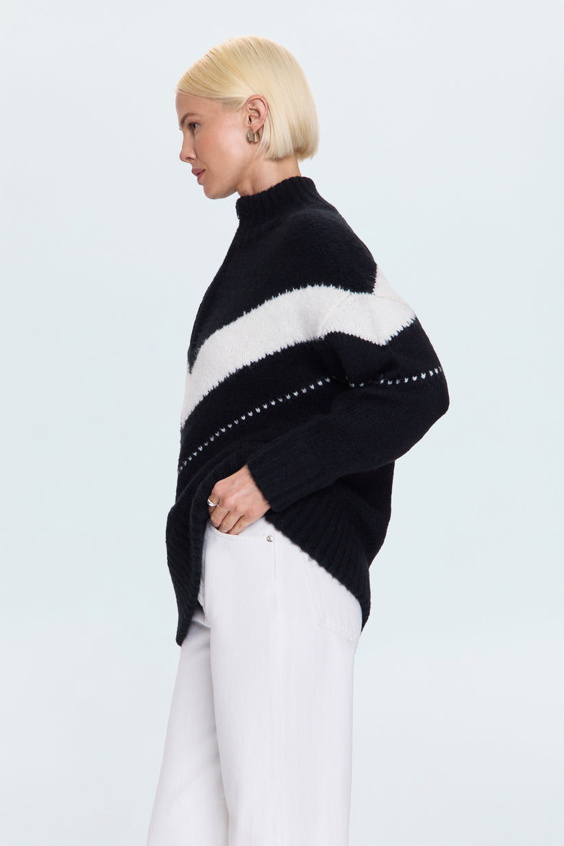 Pistola Arden Chevron Colorblock Sweater - Black Vanilla Ice
