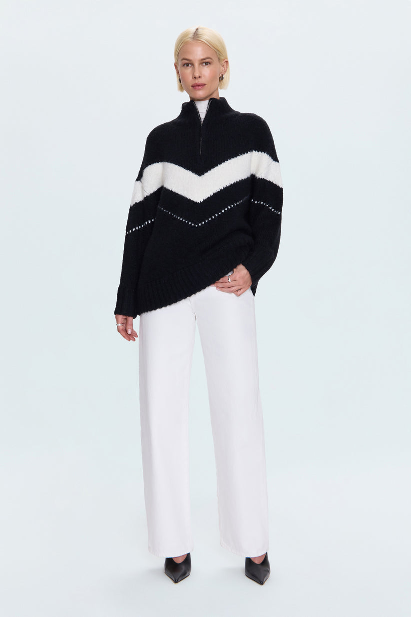 Pistola Arden Chevron Colorblock Sweater - Black Vanilla Ice