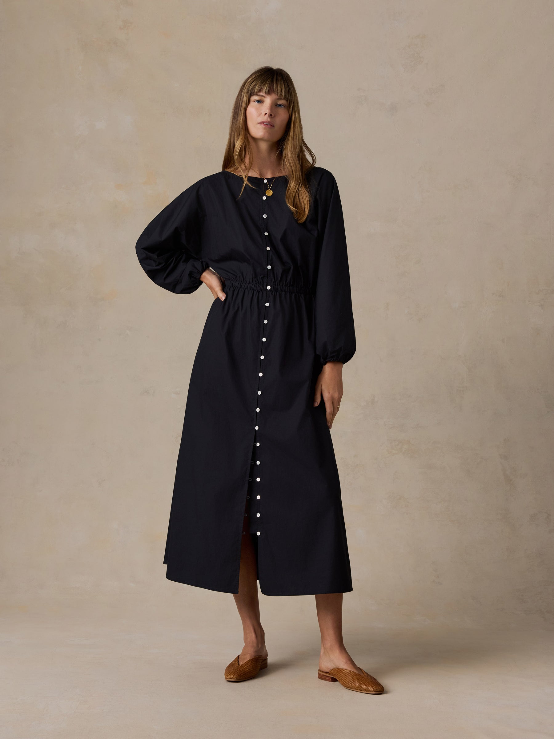 Faherty Coastal Poplin Suri Dress - Black