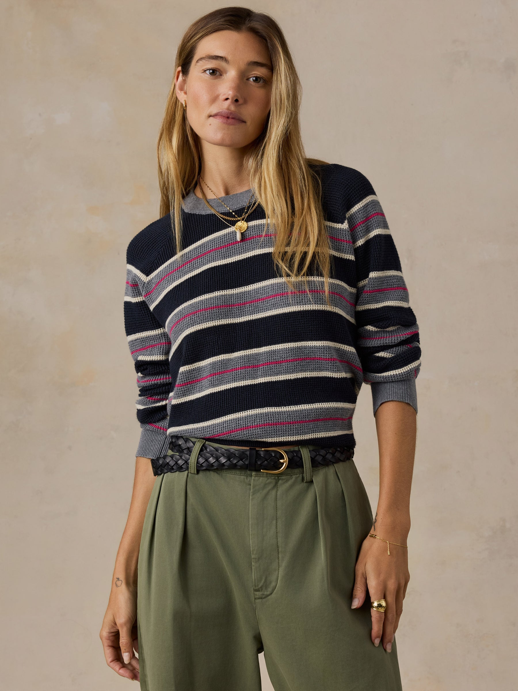 Faherty Throwback Crew - Navy Shadow Lines