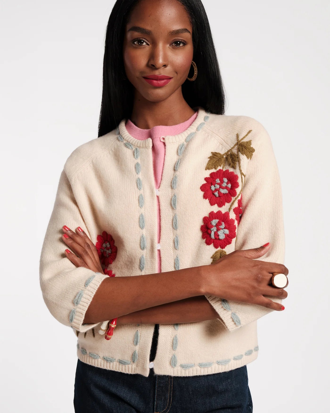 Frances Valentine Blanket Stitch Border Cardi