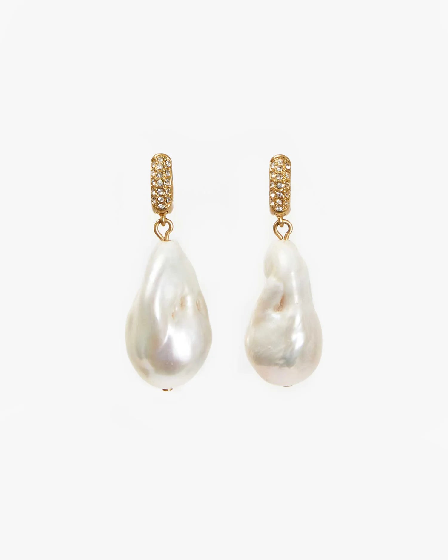 Clare V. Baroque Pearl Earrings Vintage Gold/Cream JW-ER-EA-100063