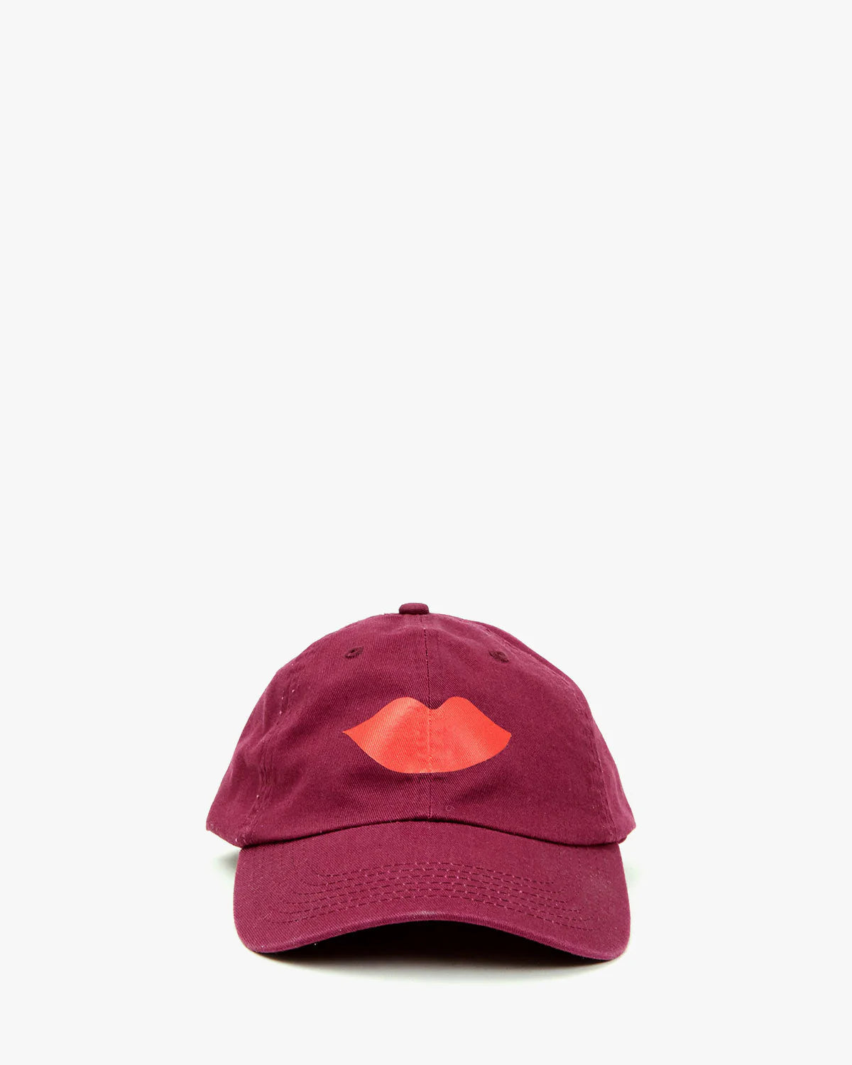 Clare V. Baseball Hat Lips Oxblood AC-HT-HT-100104