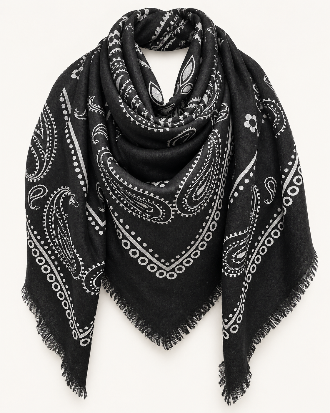 Catherine's Paisley Large Square Cotton/Wool Scarf K2