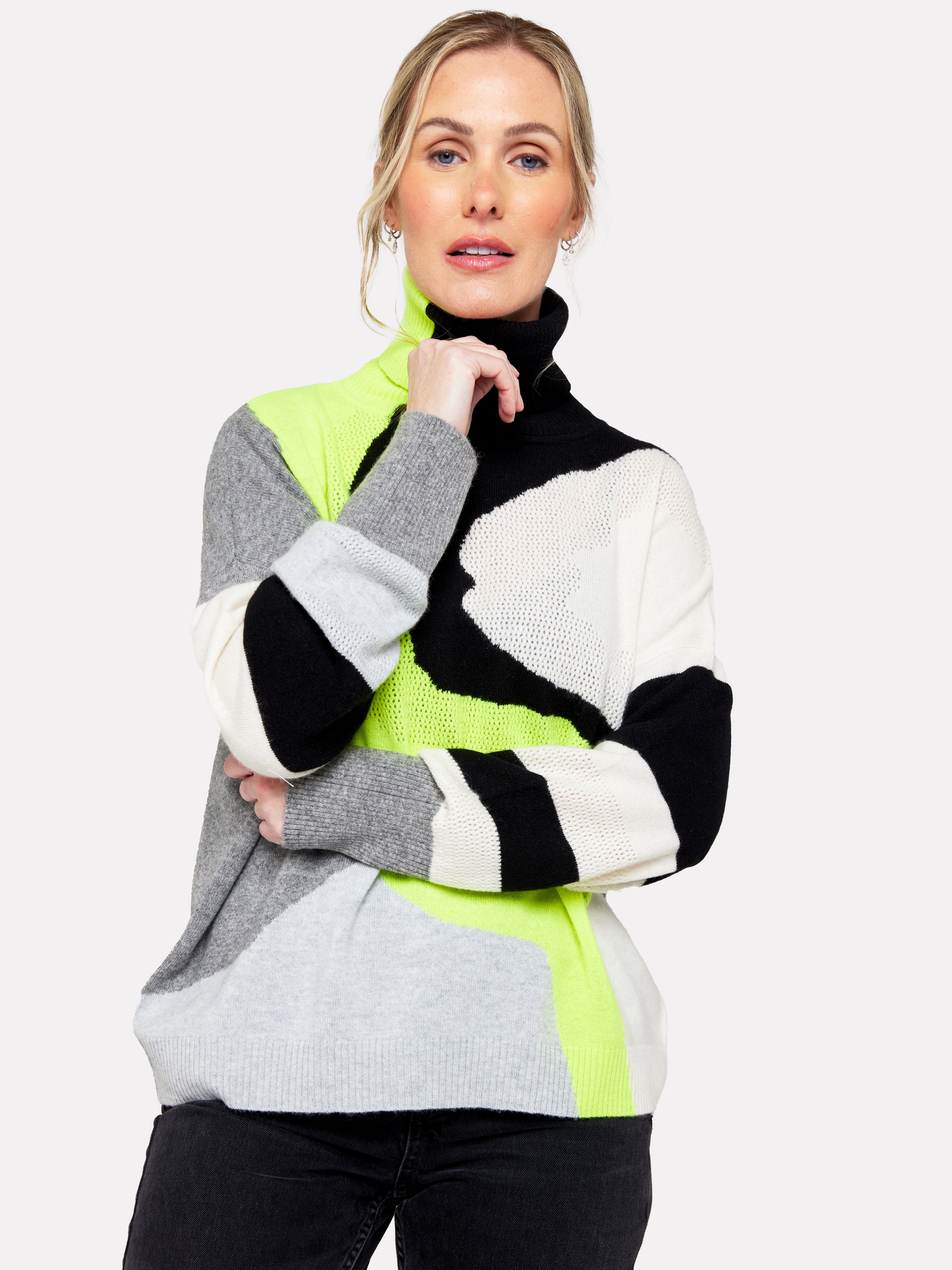 Brodie Cashmere Abstract Roll Neck 23-399