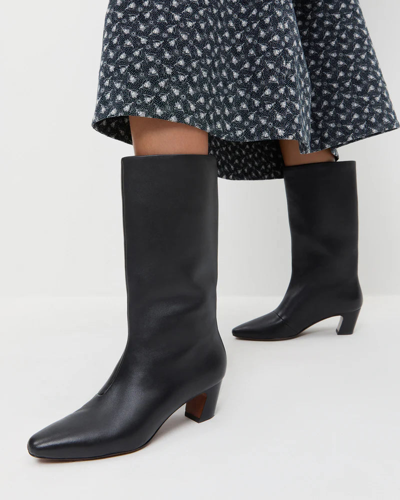 Loeffler Randall Cleo Black Leather Mid−Calf Boot