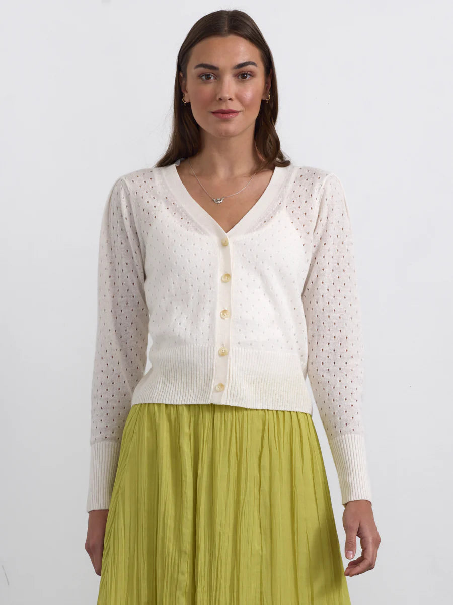 Margaret O'Leary Perforated Vee Cardigan CLP2000