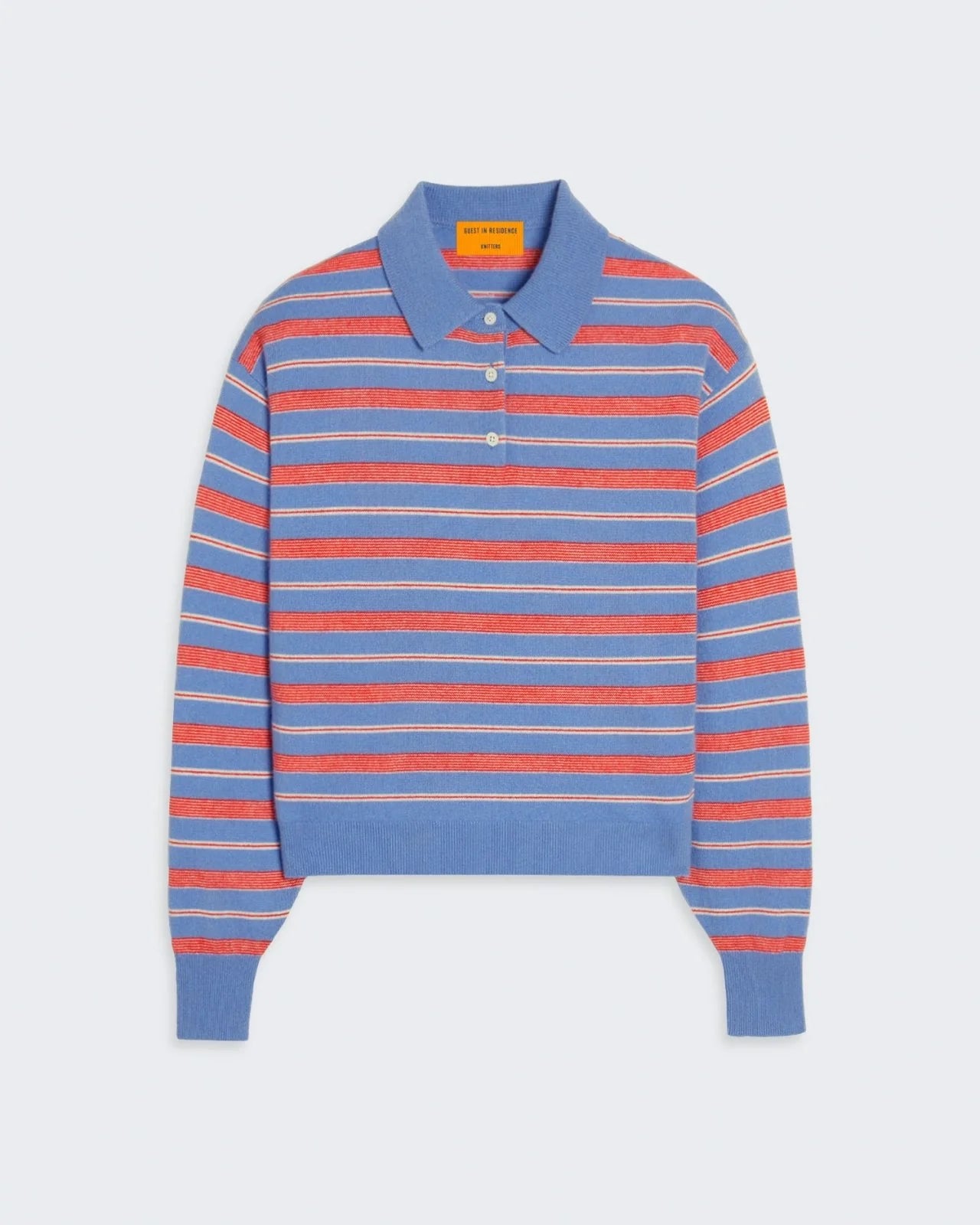 Guest in Residence Collegiate Stripe Cashmere Polo W28910JL