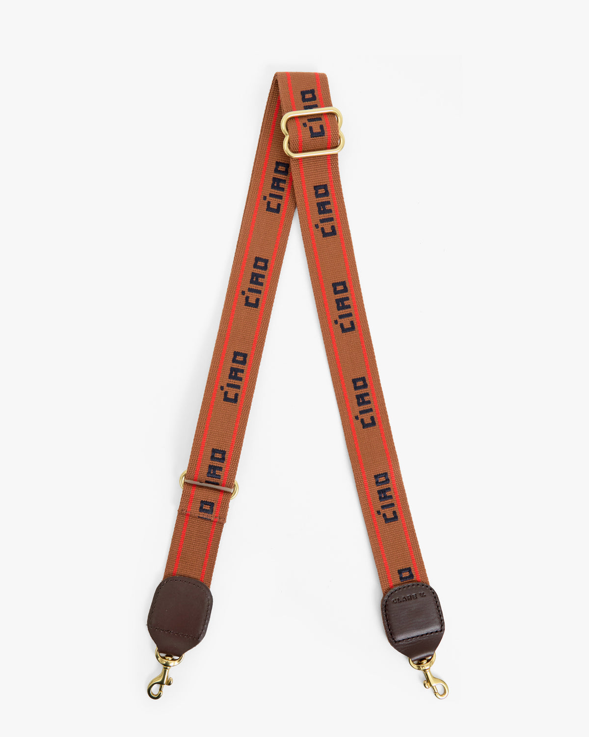 Clare V. Adjustable Crossbody Strap in Tan/Navy