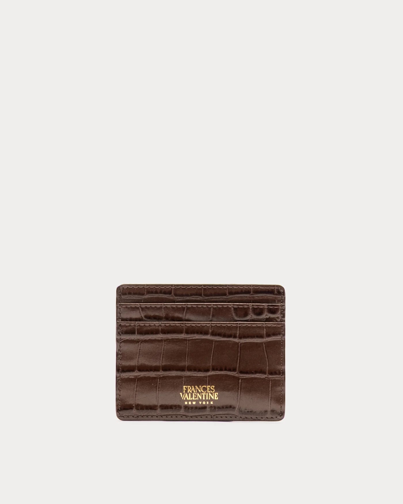 Frances Valentine Card Case Embossed Croc Leather