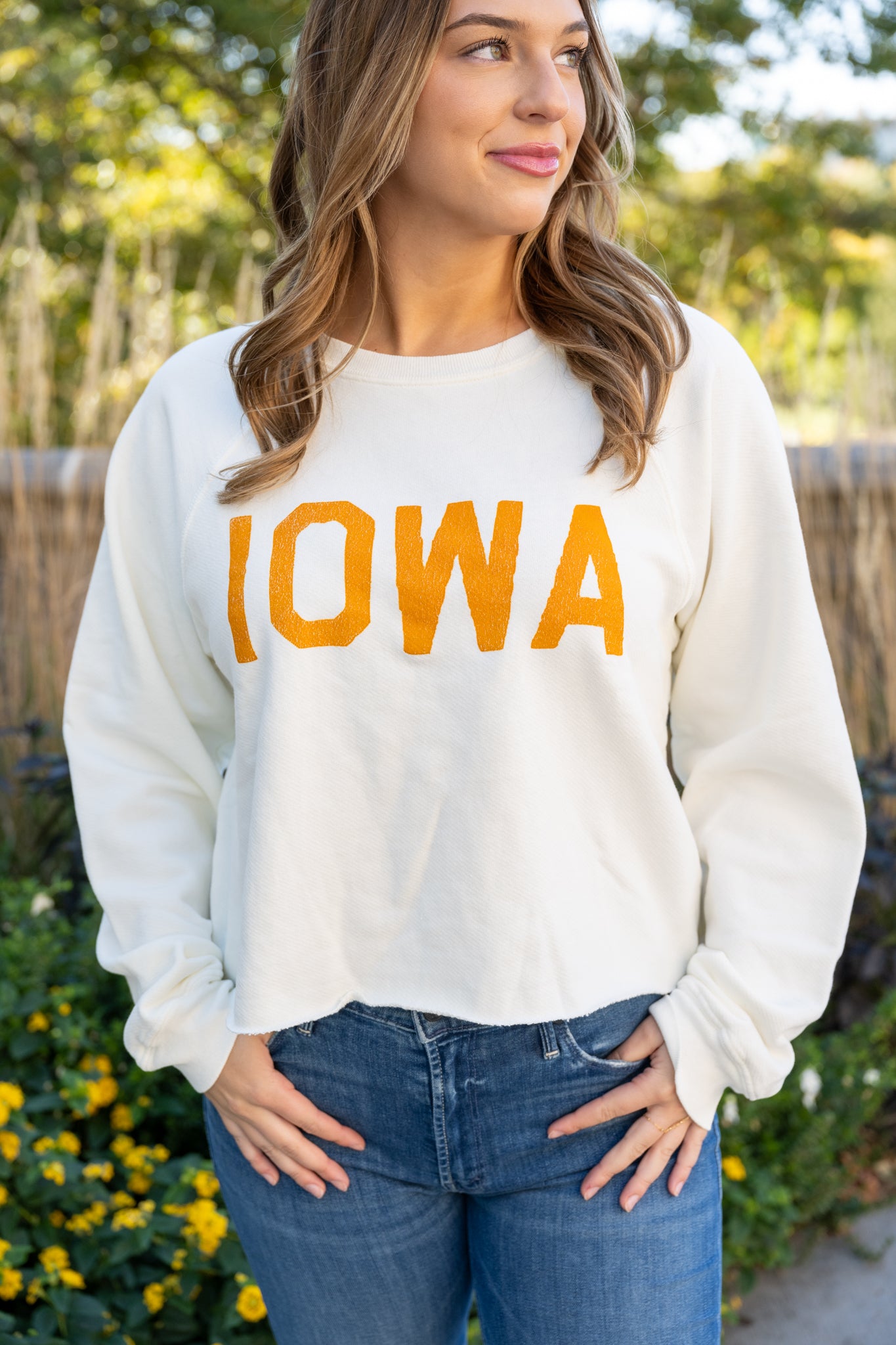 Retro Brand Vintage Iowa Sliced Hem Collegiate Sweatshirt