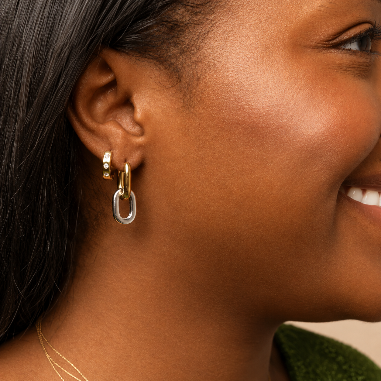 Nikki Smith Designs Mixed Metal Link Hoops