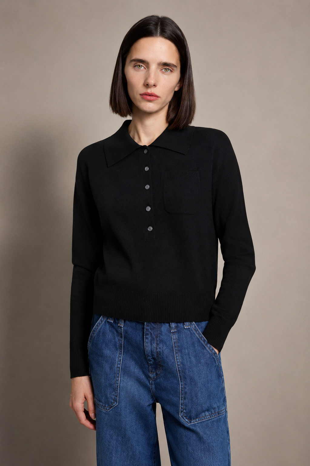 Minnie Rose Cashmere Collared Henley 99173