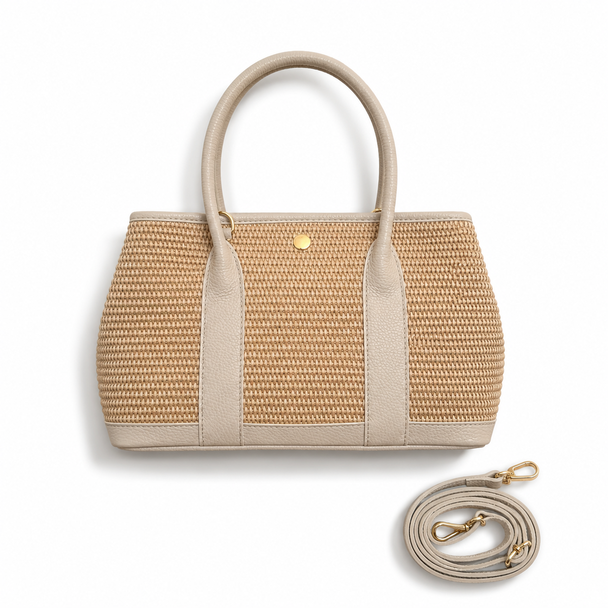 Italian Leather Collection Cassandra Raffia and Leather Bag