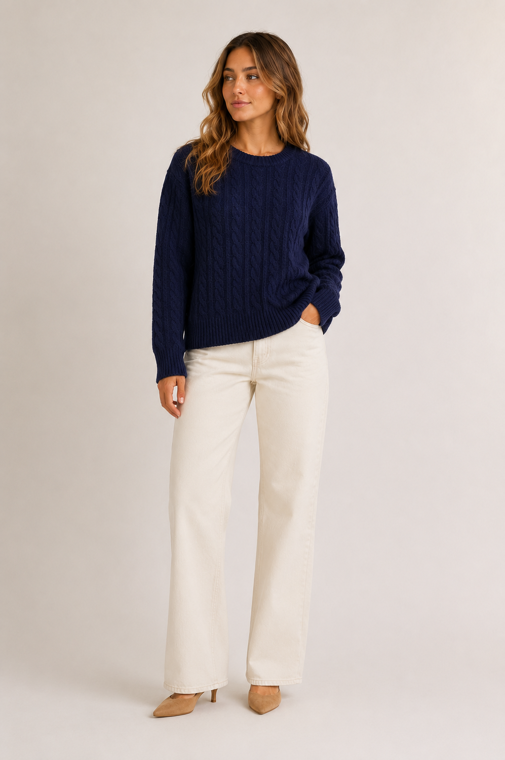 White + Warren Cashmere Cable Crewneck 21764