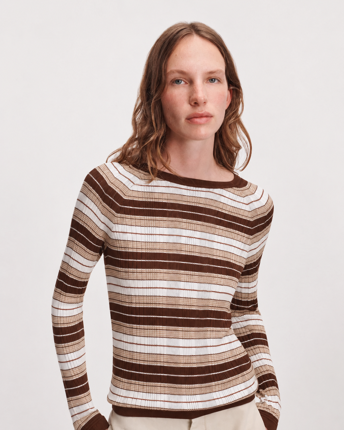 Rag & Bone Teresa Silk Blend Stripe Crewneck Sweater - Light Blue Multi