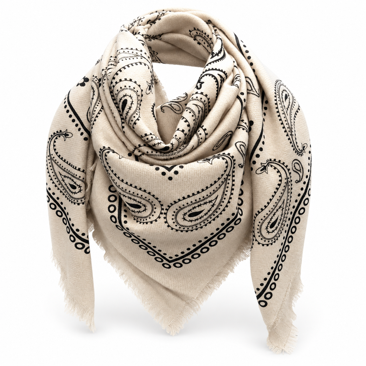 Catherine's Paisley Large Square Cotton/Wool Scarf K2