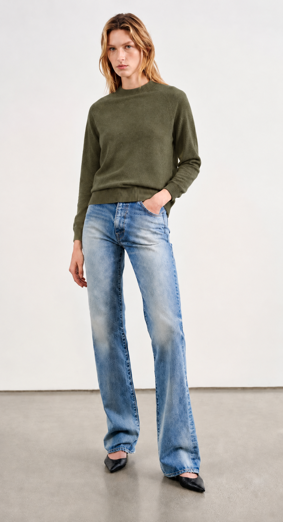 Minnie Rose Cashmere 9GG Long Sleeve Shrunken Crew 72189