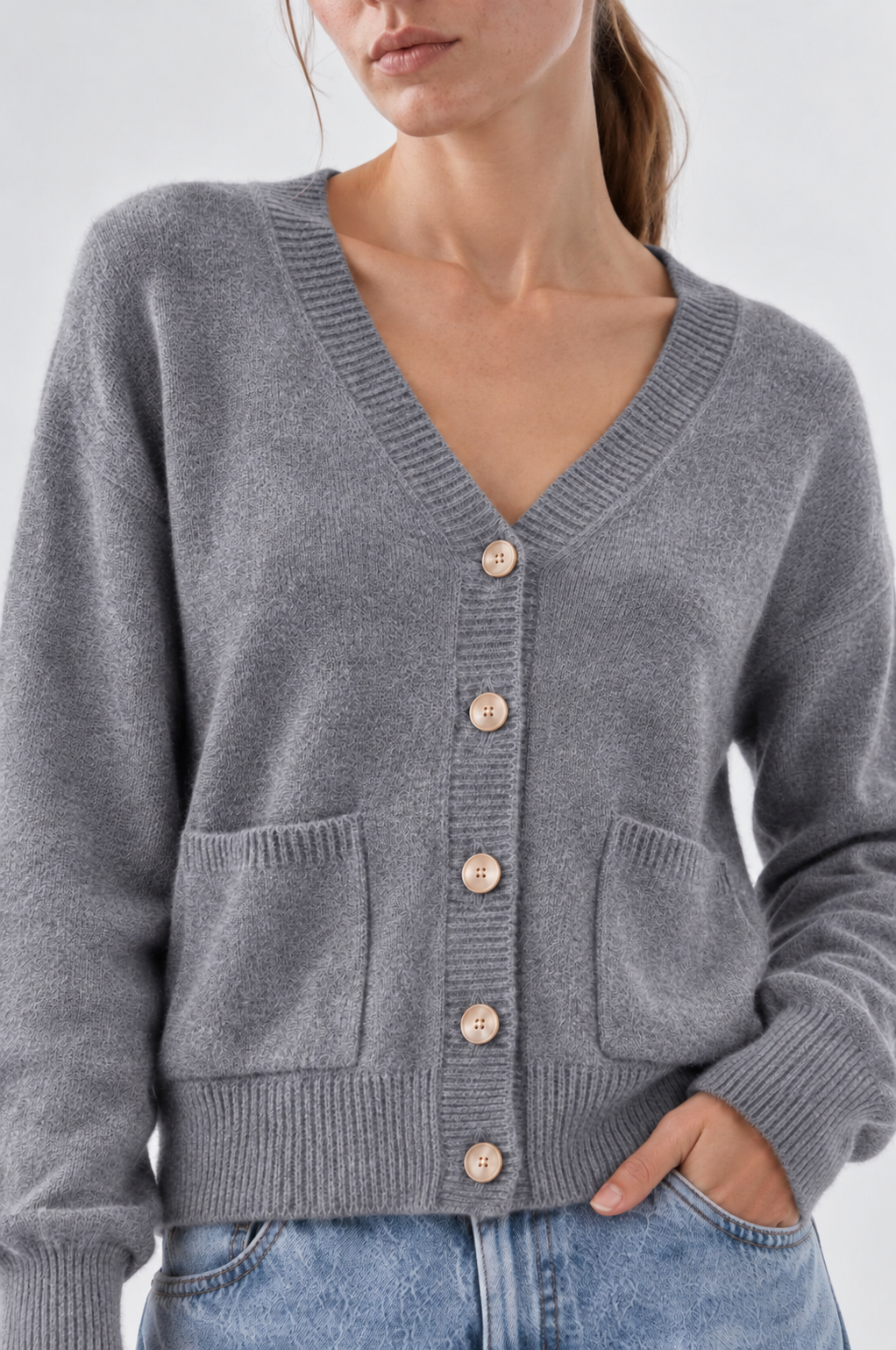 Minnie Rose 9GG Cashmere V-Neck Cardigan 99138
