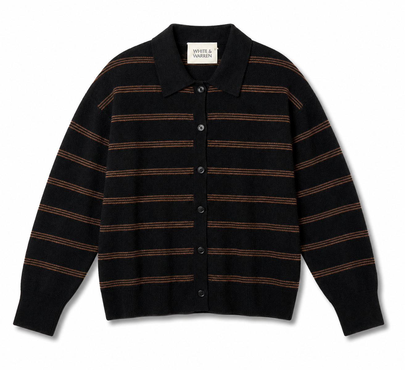 White + Warren Cashmere Striped Cardigan 21467A