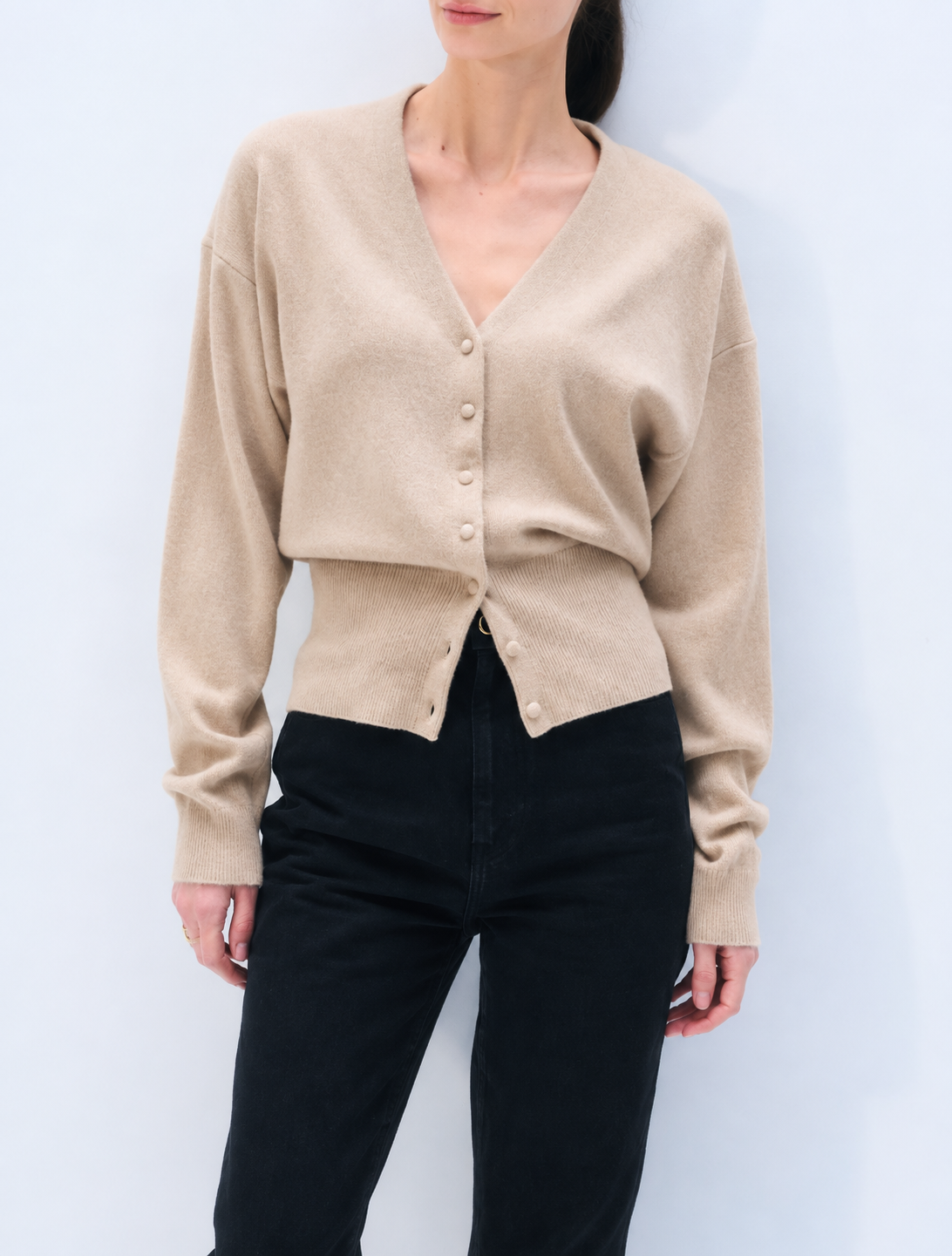 White + Warren Cashmere Deep V Cardigan 21959