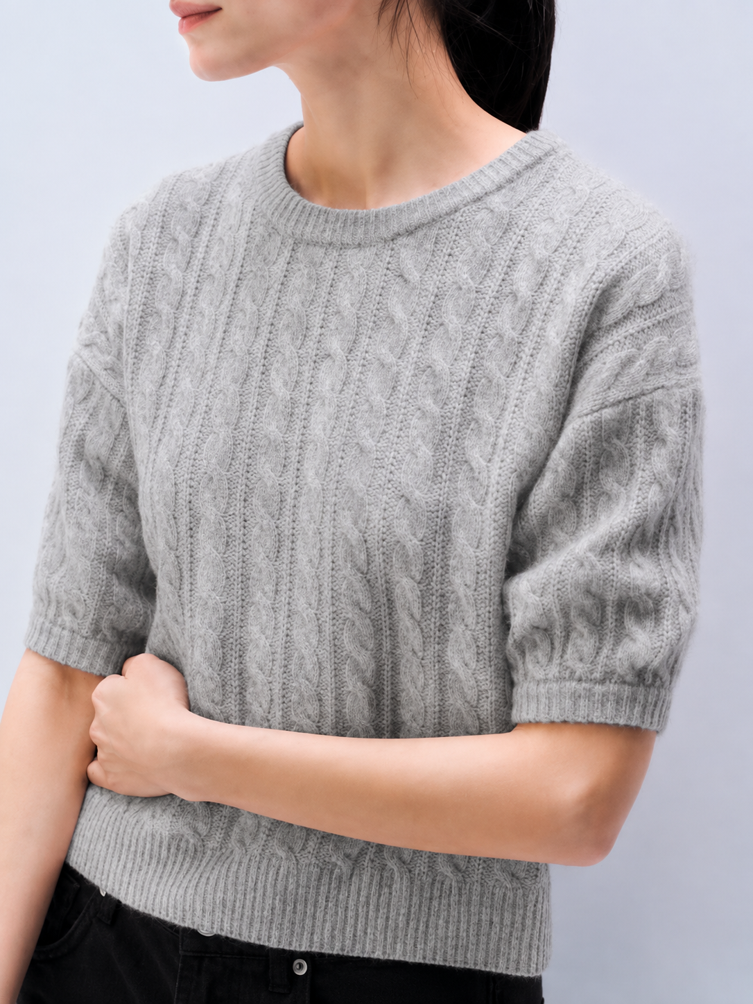 White + Warren Cashmere Cable Short Sleeve Sweater 21800