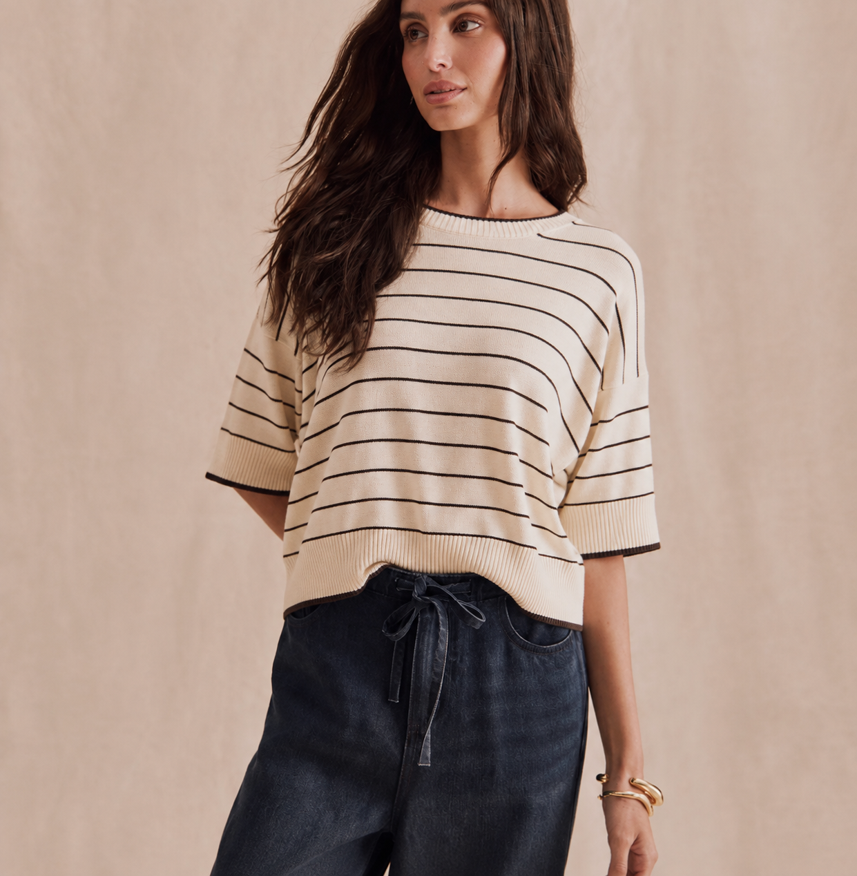 Splendid Georgie Short Sleeve Stripe Sweater RF6S612